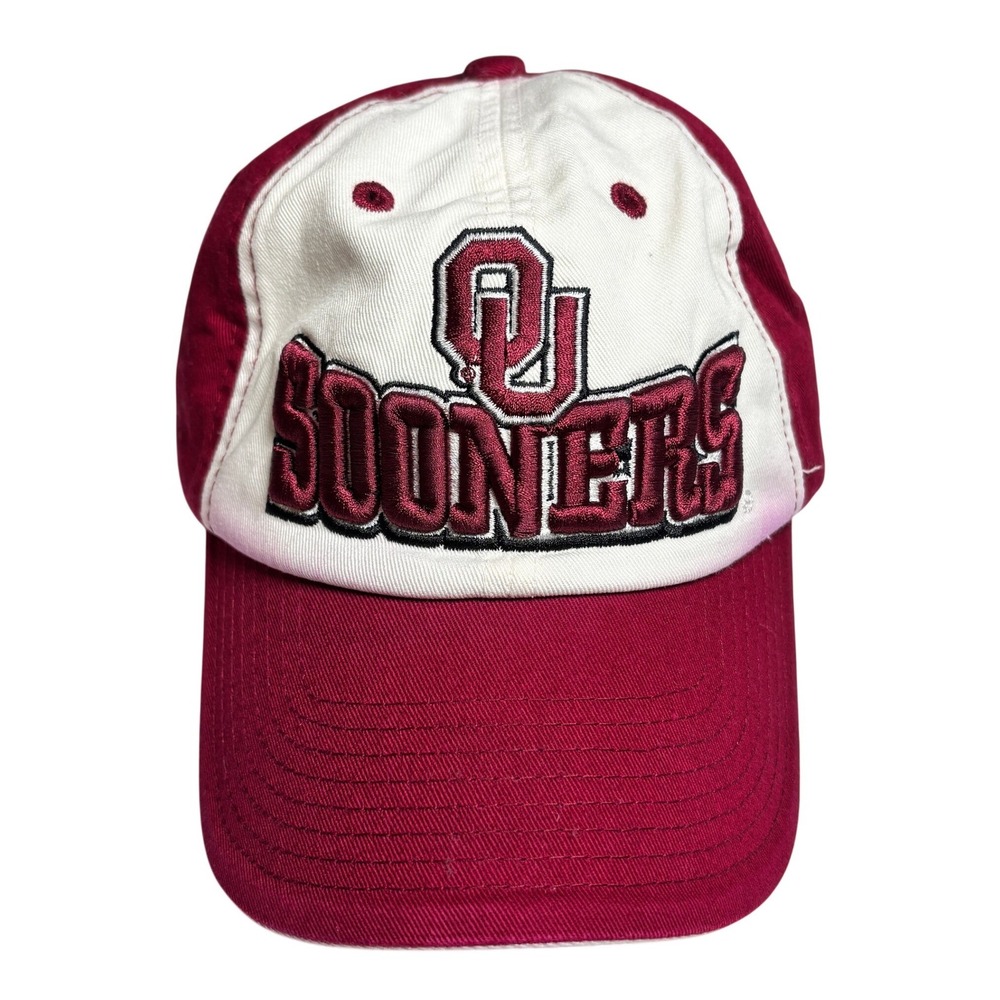 Captivating‎ Headgear Oklahoma Sooners OU Hat Crimson White Adjustable Strapback